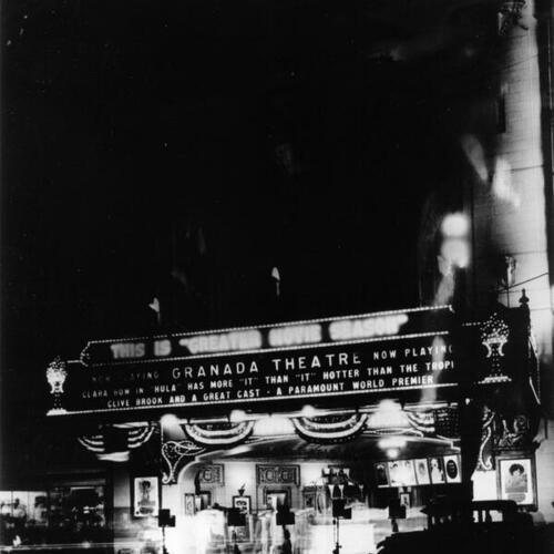 [Exterior of Granada Theater at night]