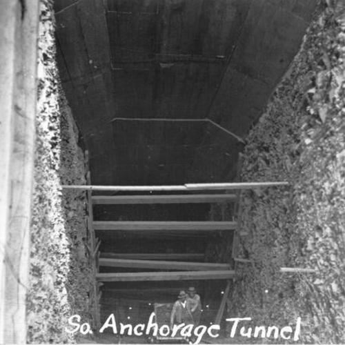 [Interior view of south anchorage tunnel on Yerba Buena Island during San Francisco-Oakland Bay Bridge construction]