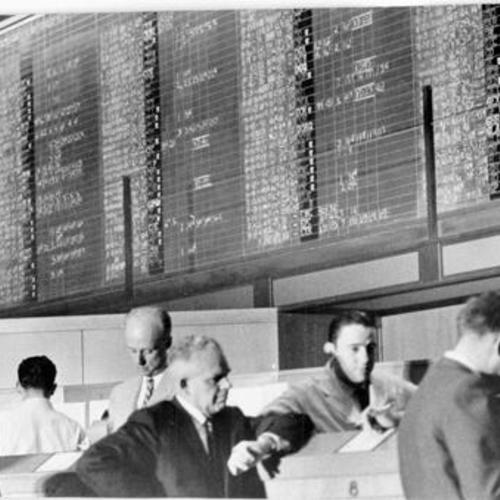 [Traders on the floor of the San Francisco Stock Exchange]