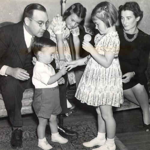 [Mr. and Mrs. Edmund G. Brown with their children, Edmund Jr., Cynthia and Barbara]