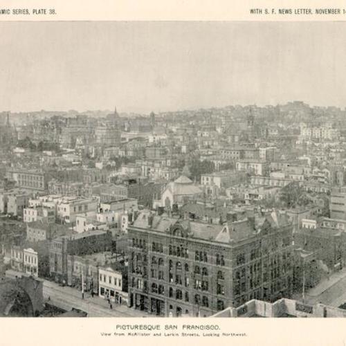 PICTURESQUE SAN FRANCISCO. View from McAllister and Larkin Streets, Looking Northwest