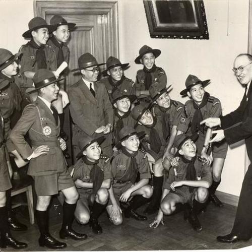 [Inspector John Manion (right) with Chinese boy scouts]