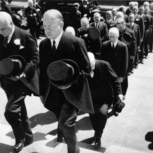[Mayor Rossi and others at funeral of Annie Laurie]