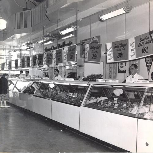[One of six meat counters at the Crystal Palace Market]