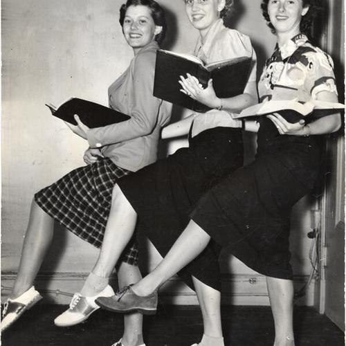 [Betty Fisher, Lois Towle and Frances Twohig, prospective teachers at San Francisco State College]