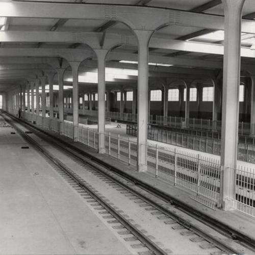 [Train tracks and platform at Bay Bridge Transit Terminal]