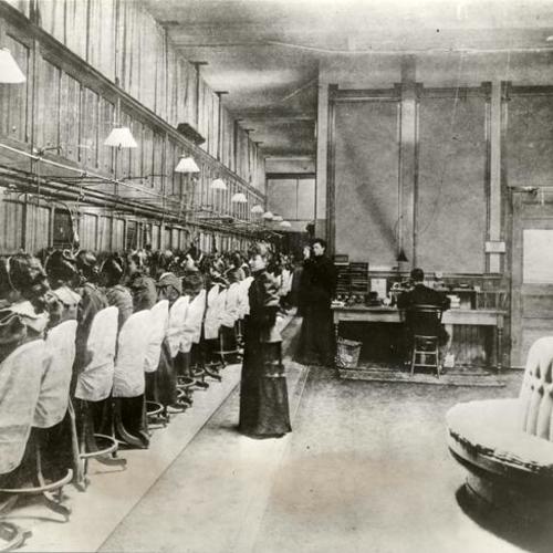 [Early switchboard of the Pacific Telephone & Telegraph Company]