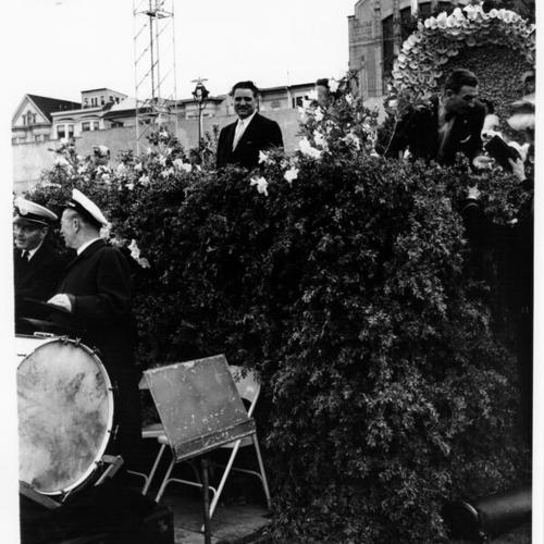 [Mayor Christopher at Kezar Stadium during a May Day festival]