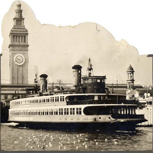 [View of Ferryboat with Ferry Building in the background]