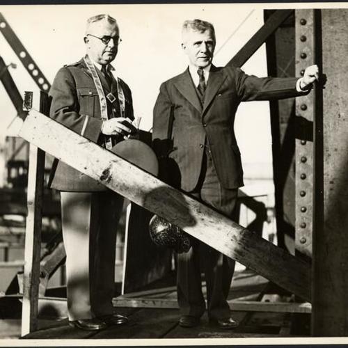[Major Thomas L. McKenna, Catholic Chaplin of Fort Scott (left) and Joseph B. Strauss, chief engineer of the Golden Gate Bridge]