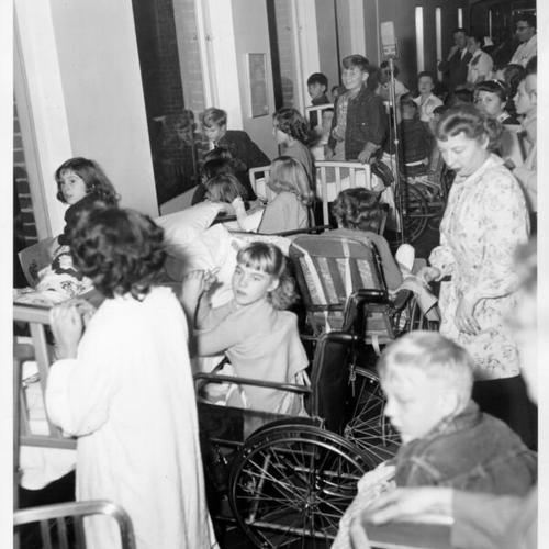 [Christmas party at Shriners' Hospital for Crippled Children]