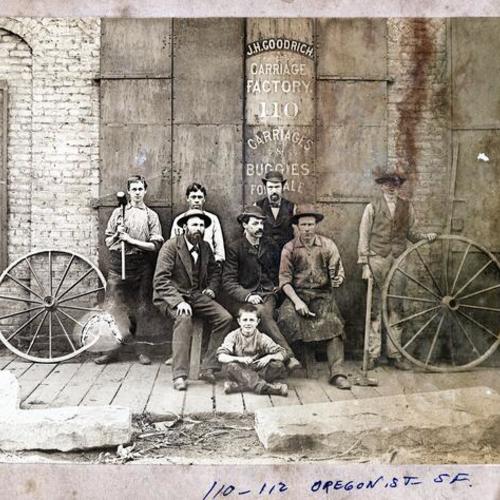 [Group of employees outside J.H. Goodrich Carriage Factory]