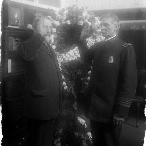 [San Francisco Police Chief Jesse B. Cook being sworn in by a Commissioner]