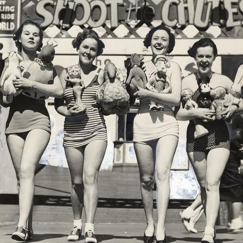 [Joyce Grayce, Beverley Stevens, Jo Reynolds and Babe Pretions at Playland at the Beach]