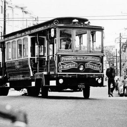 [Motorized "Cable Car" at the corner of Ashbury and Haight Street]