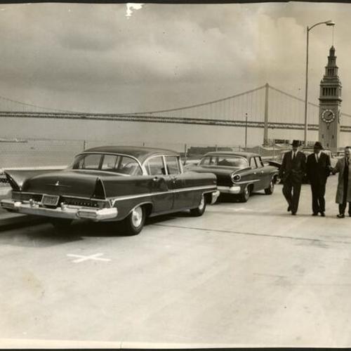 [Mayor Christopher and Highway Commission officers inspecting parking facilities at the Embarcadero Freeway]