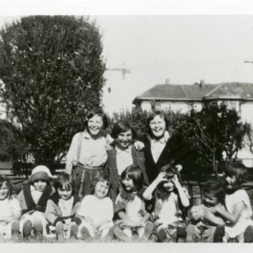 [Val with her aunts and friends at Hamilton Playground]