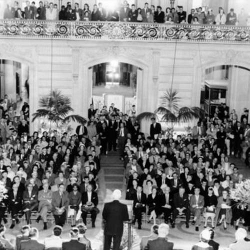 [City Hall's rotunda had a full house for the "Town Meeting for Tomorrow's City"]