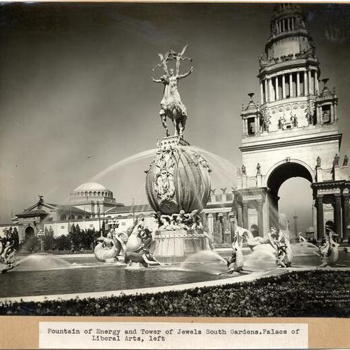 [Fountain of Energy and Tower of Jewels South Gardens at the Panama-Pacific International Exposition]