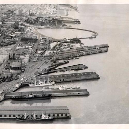 [Aerial view of Foreign Trade Zone at San Francisco waterfront]