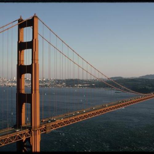 Golden Gate Bridge and San Francisco skyline from Marin