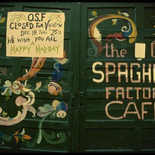 Old Spaghetti Factory Café exterior decorated with paint