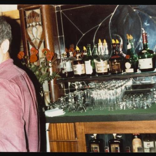 View of glasses behind bar