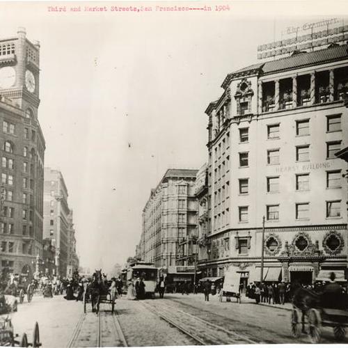 Third and Market streets, San Francisco - in 1904