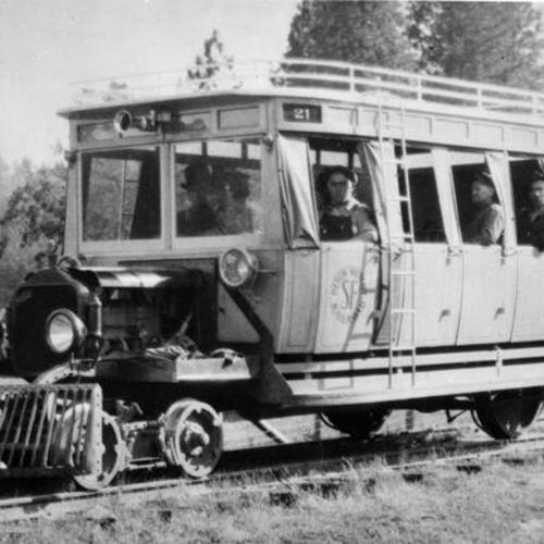[Hetch Hetchy Railroad "White" Gasoline Railroad Car #21]