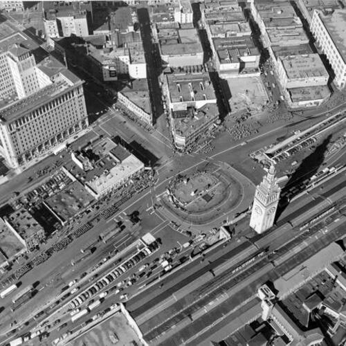 [Aerial view of the Embarcadero subway]