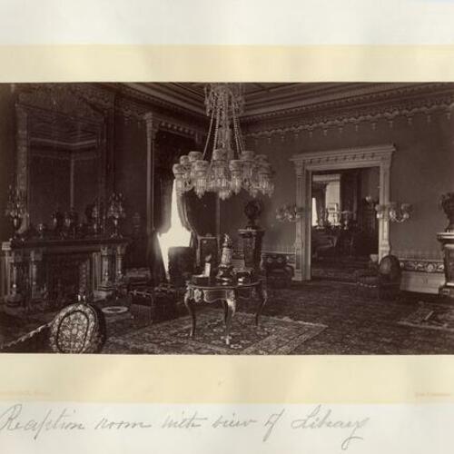 [Reception room with view of library]