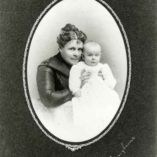 [Portrait of Emma, owner and builder of The Fillmore building, with her son]