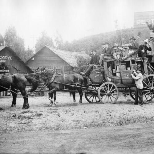 [Men on a stage coach at the Midwinter Fair in Golden Gate Park]