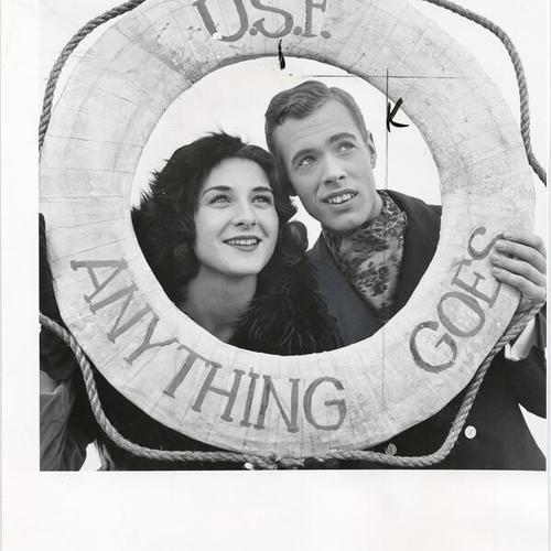 [Donna Pariani and Michael Carroll, performers in a production of "Anything Goes" at the University of San Francisco]