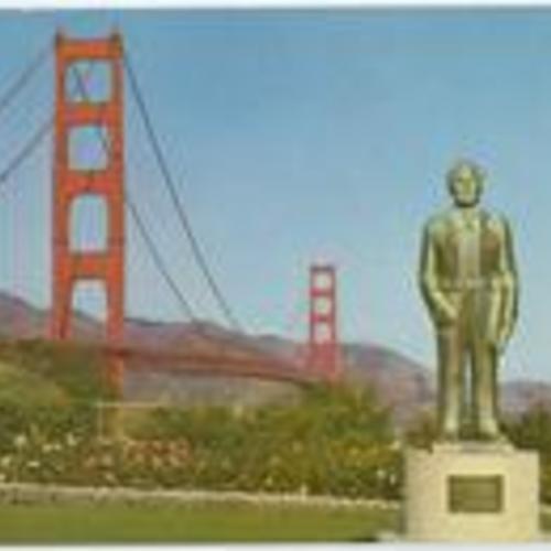 [Golden Gate Bridge With Joseph B. Strauss Memorial in Foreground]