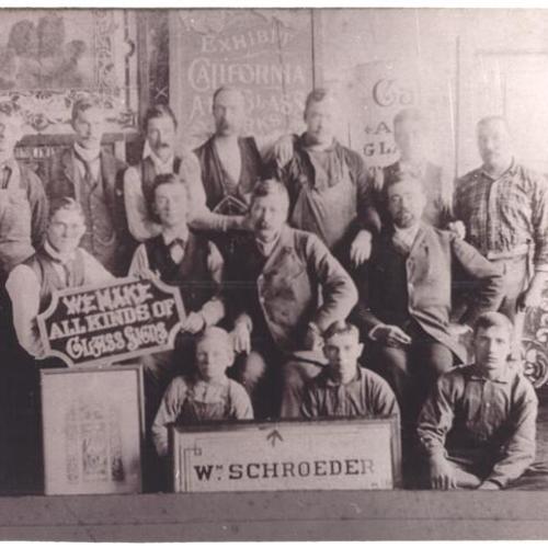 [Group photo of employees of the California Art Glass Works]