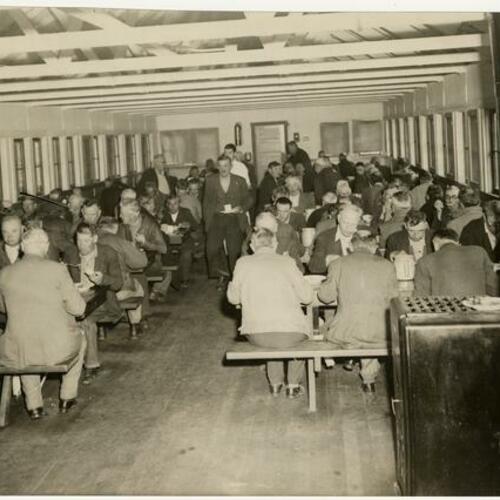 People having meals at Sharps Park dining hall
