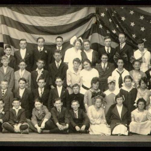 [7th grade class photo from Crocker Intermediate School, 1917]