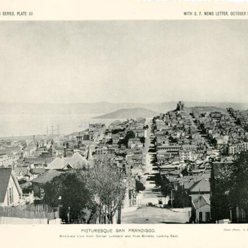 PICTURESQUE SAN FRANCISCO, Bird's-eye View from Corner Lombard and Hyde Streets, Looking East