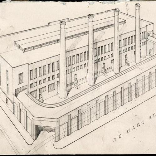 [Architectural drawing of De Haro and 15th street incinerator]