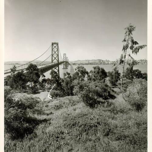 [View of the West Bay Crossing of the San Francisco-Oakland Bay Bridge from Yerba Buena Island]