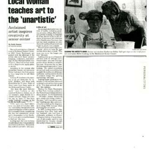 Local Woman Teaches Art..., The Independent, Mar. 1998