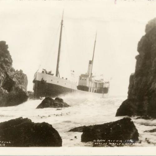 [Steamboat "Albion River" wrecked at head of Tomales Bay]