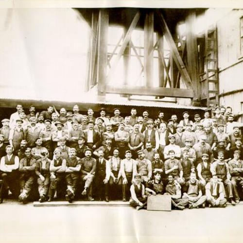 [Group photograph of workers at Legallet-Hellwig Tanning Co. in South San Francisco]