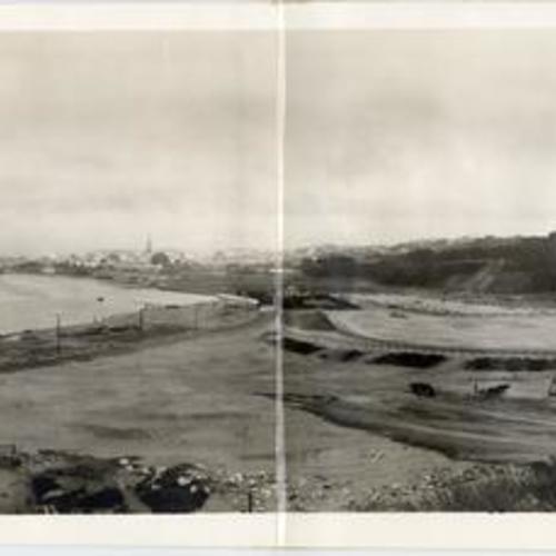 [View of Panama-Pacific International Exposition Race Track and Athletic Field from the Presidio]