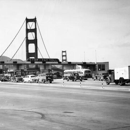 [Marin commutes passing through Golden Gate Bridge toll plaza]