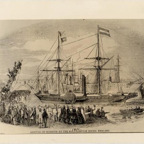 Arrival of Kossuth at the Southampton docks, England, 1851