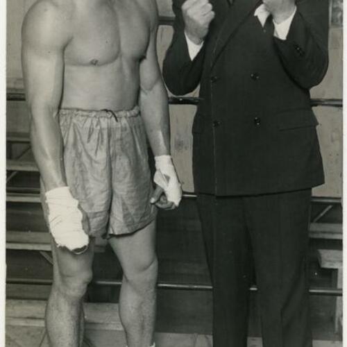 Frankie Campbell (left) with former heavyweight champion Jack Dempsey