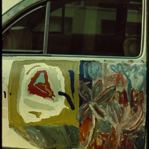 Car exterior decorated with paint