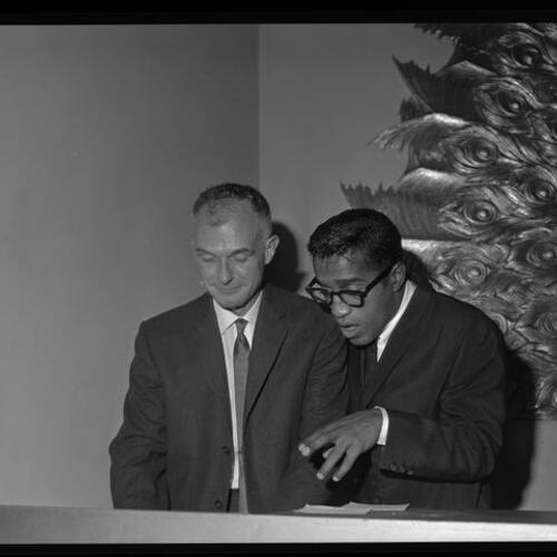 Sammy Davis Jr. (right) at Kennedy-Johnson rally at Mark Hopkins Hotel